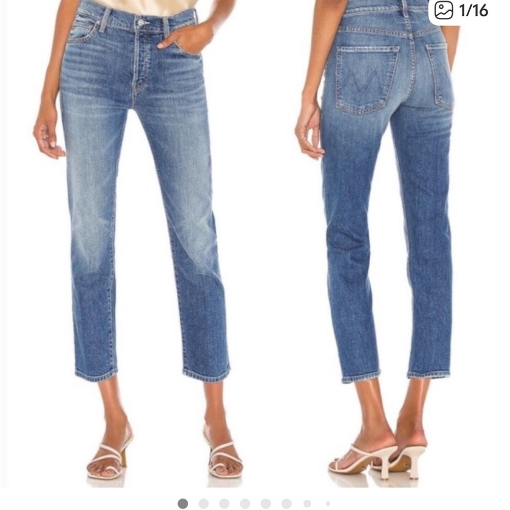 MOTHER Cropped Ankle Jeans in Medium Blue Wash - the scrapper LIKE NEW